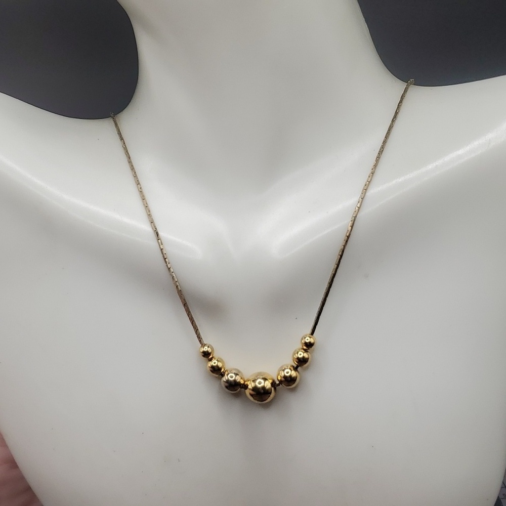 Cascading‎ gold tone beaded necklace- radiant and elegant flowing necklace N3424
